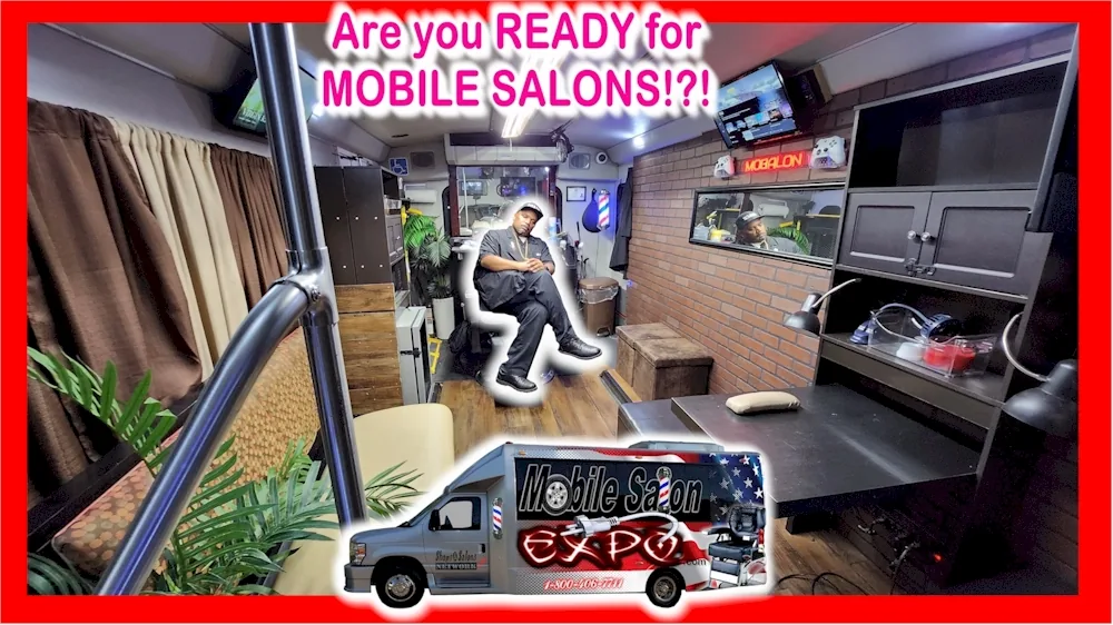 The salon inside a Mobile Salon Bus